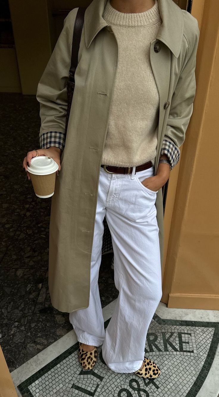 Single Breasted Check-Accent Trench Coat