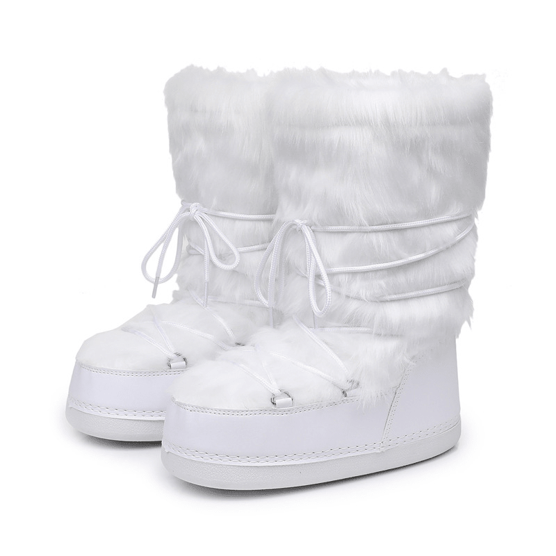 OLANE Aerwen Fluffy Fur Winter Snow Boots Pink Long36-37Women's Shoes