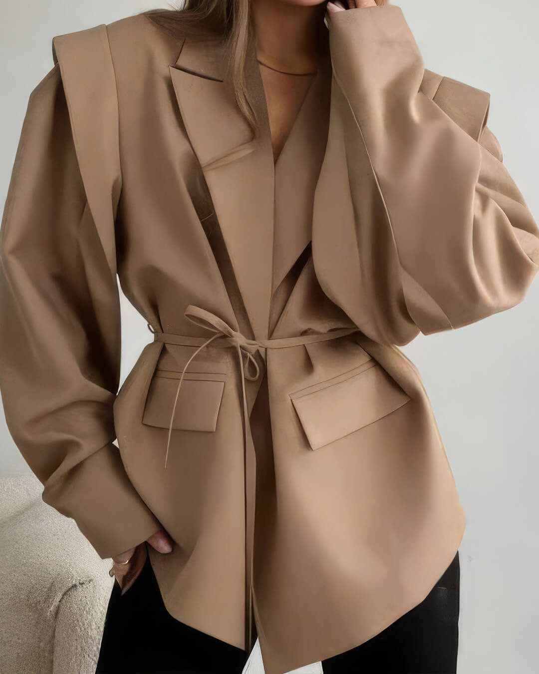 OLANE Mia Wide Sleeve Belted Blazer CamelSWomen's Coats & Jackets