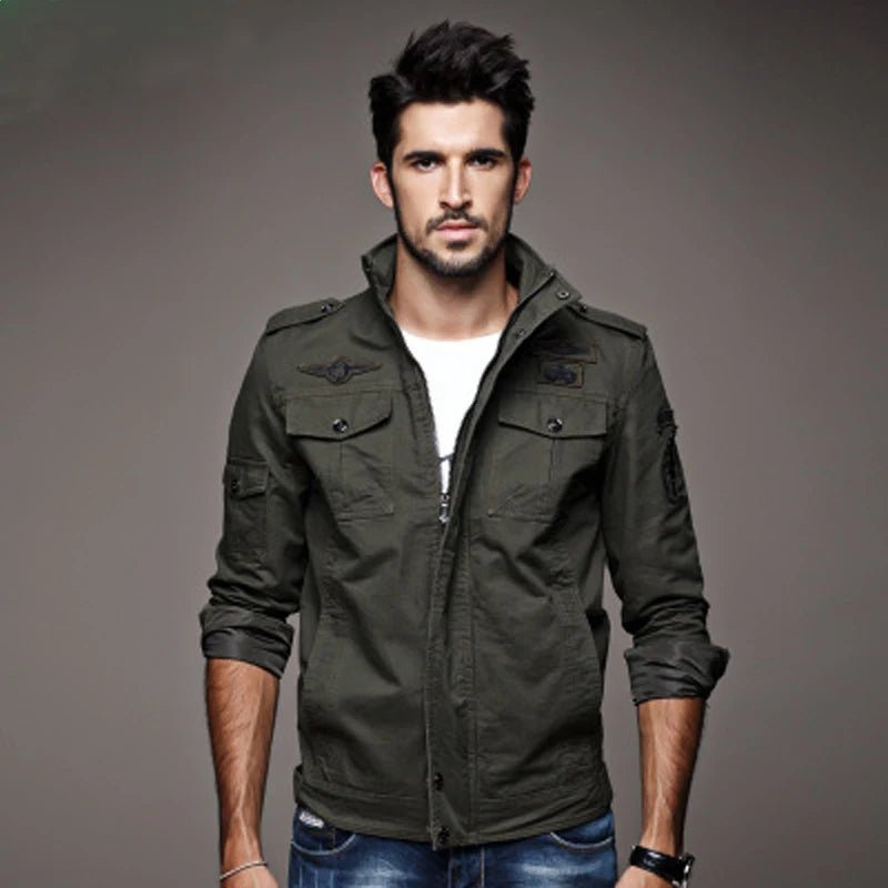 OLANE Army Military Style Jacket BrownMMen's Coats & Jackets