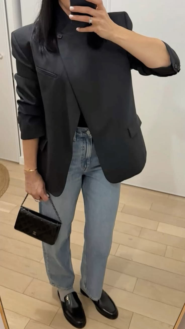 OLANE Asymmetric High Neck Blazer Coat BlackXSBlazer