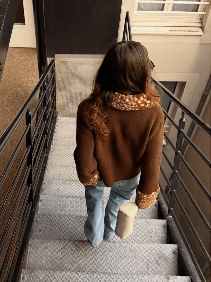 OLANE Bambi Faux Fur Trim Knit Cardigan BrownMCardigan