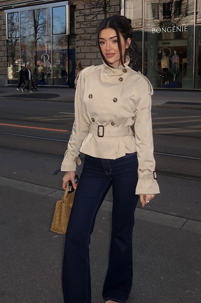 Olane Brand Classic Cropped Trench Coat BeigeSWomen's Coats & Jackets