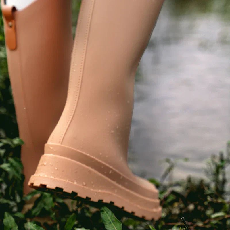 Olane Brand High Waterproof Rain Boots Brown36Women's Rain Boots
