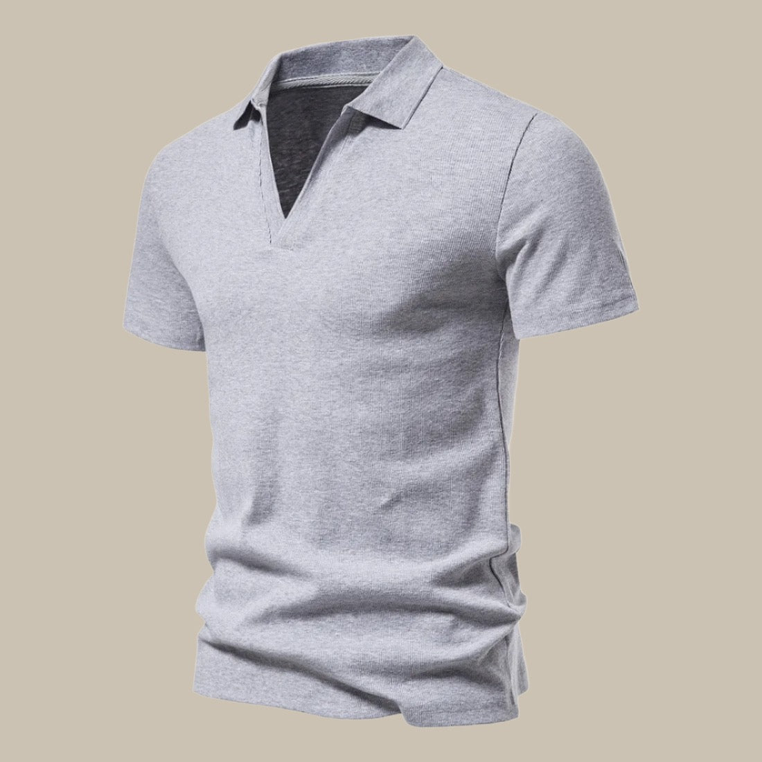 Olane Brand Slim V - Neck Polo Shirt Light GrayMPolo Shirts