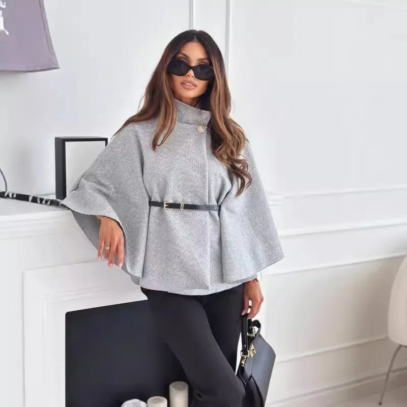 Olane Brand Stylish Cape Jacket GraySCapes