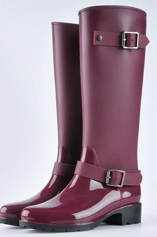 Olane Brand Waterproof Rain Boots Highcut Burgundy36Women's Rain Boots