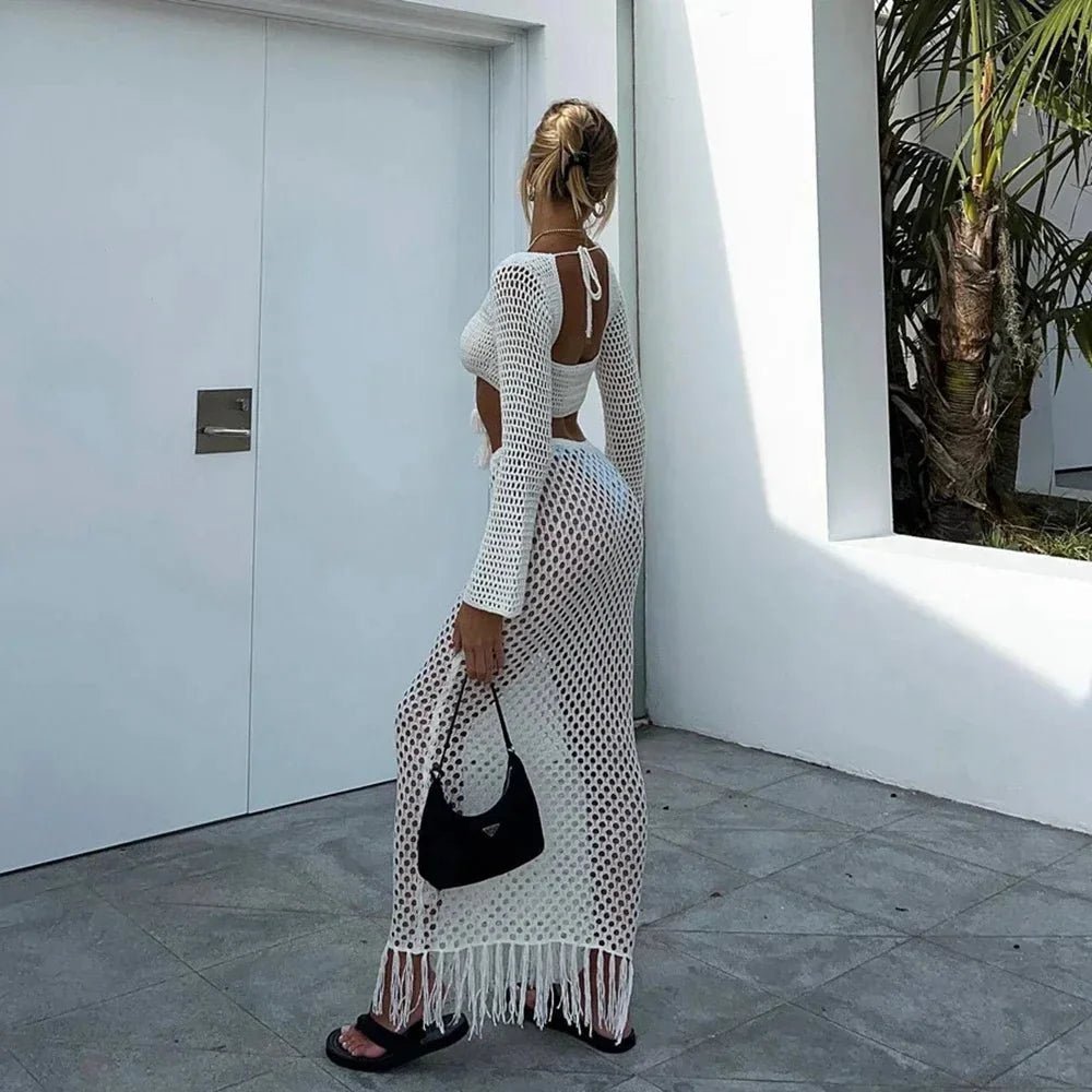 OLANE Breathable Crochet Cover Up Skirt Set SWomen's Sets