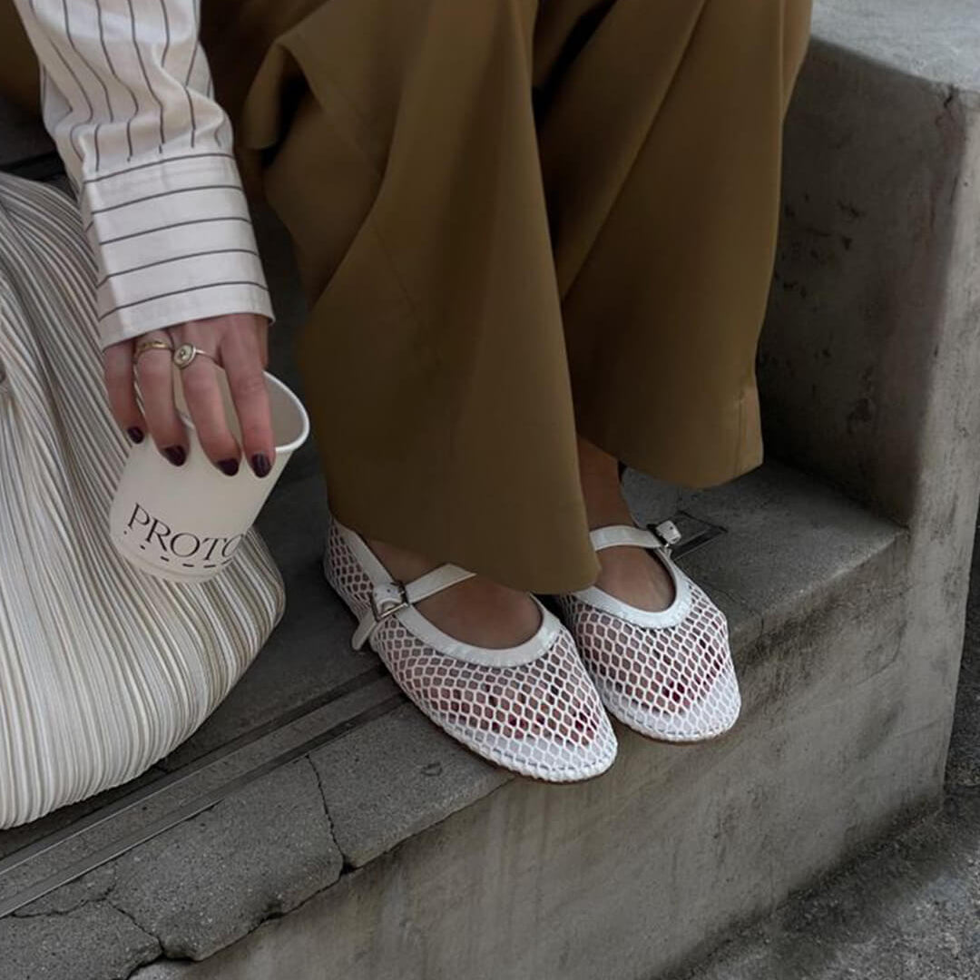 OLANE Breathable Mesh Ballet Flats Beige36Women's Shoes