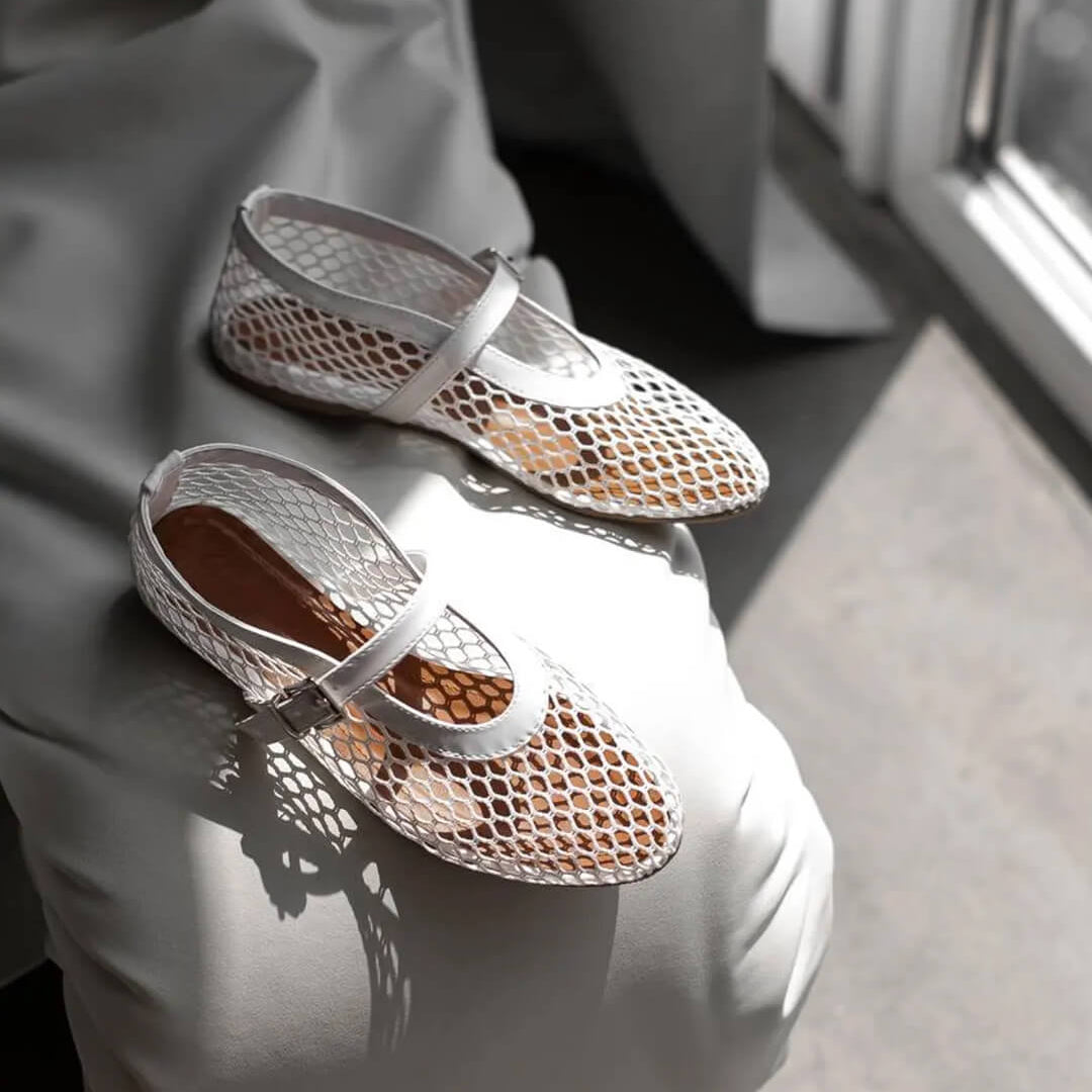 OLANE Breathable Mesh Ballet Flats White36Women's Shoes