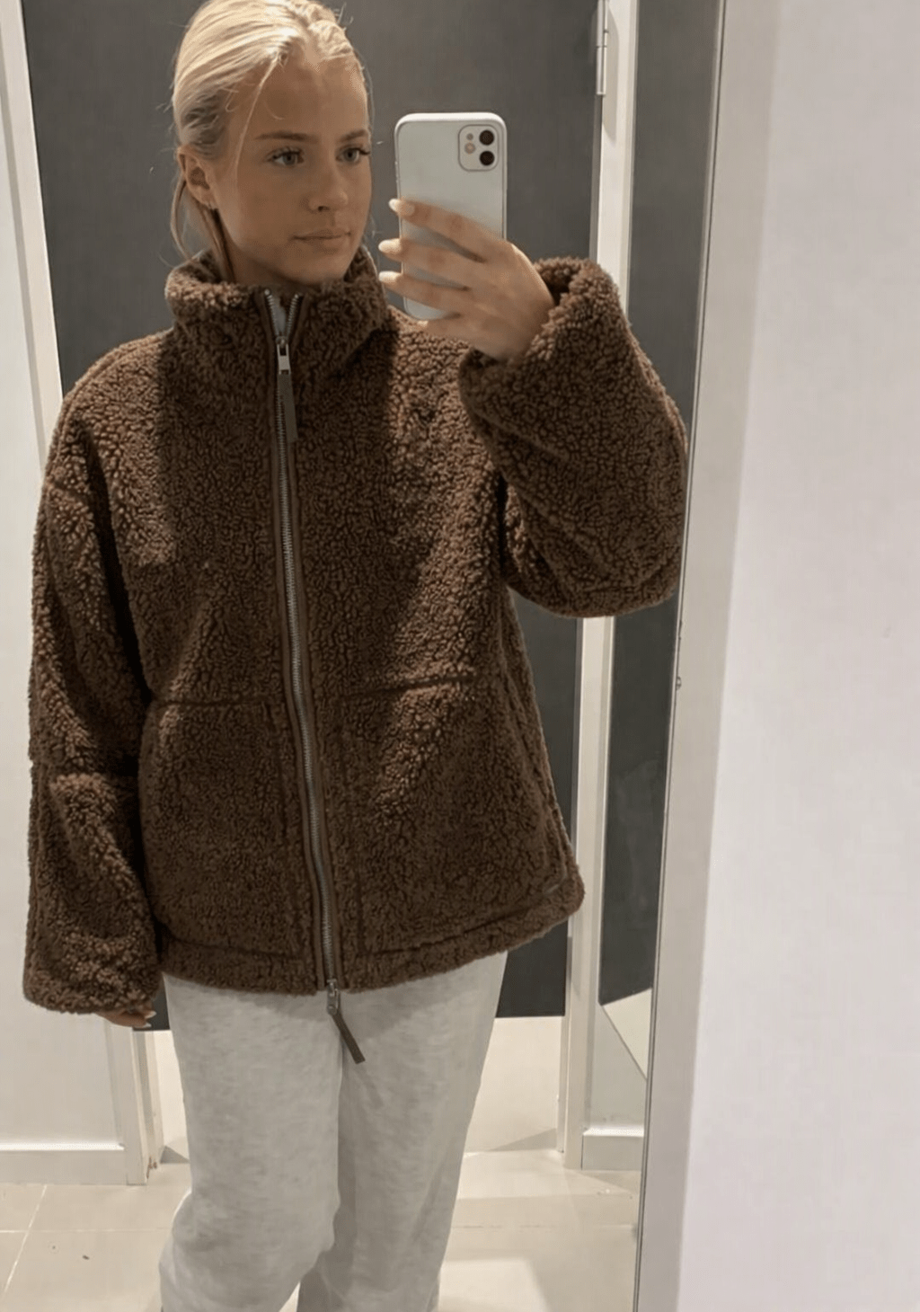 OLANE Carla Zip Up Teddy Jacket BrownSWomen's Coats & Jackets