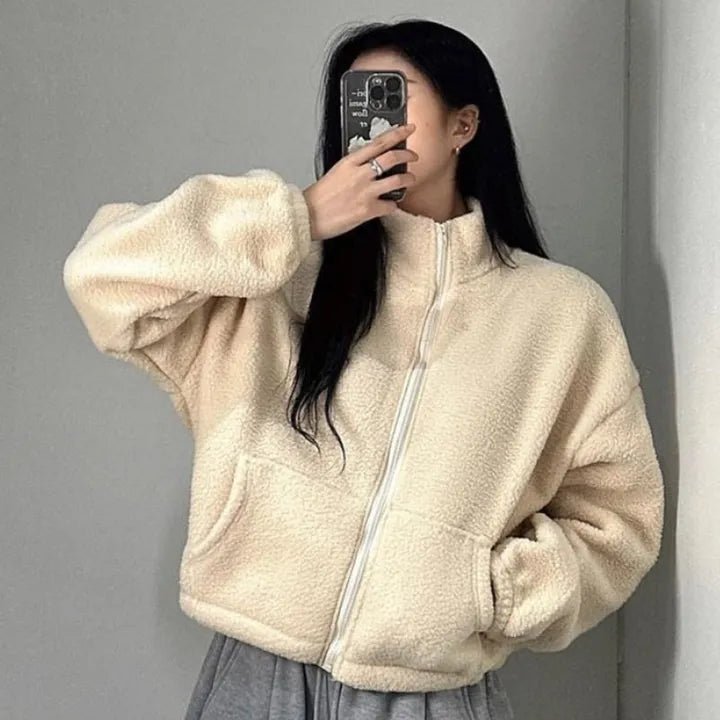 OLANE Carla Zip Up Teddy Jacket WhiteSWomen's Coats & Jackets