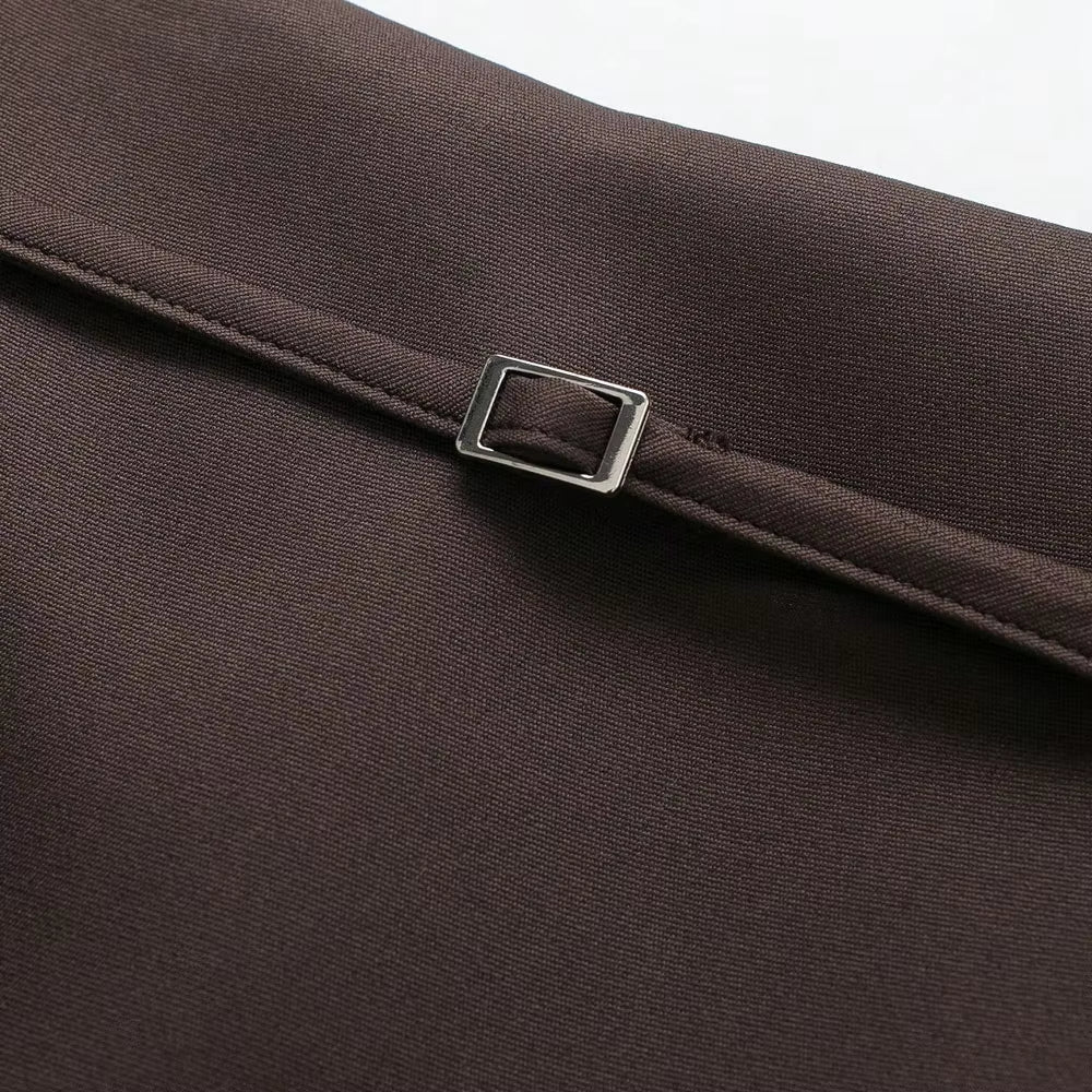 OLANE Casual Side Zip Mini Skort with Belt CoffeeMShorts