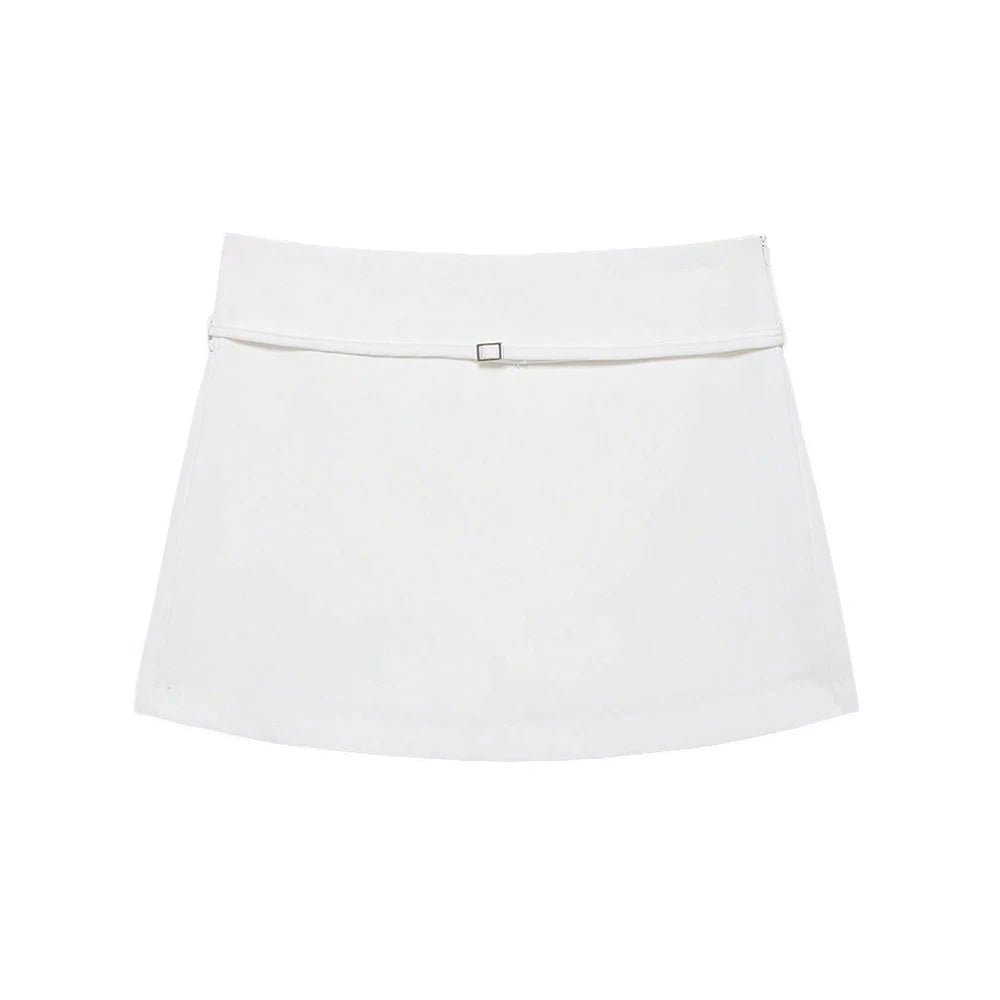 OLANE Casual Side Zip Mini Skort with Belt CoffeeMShorts