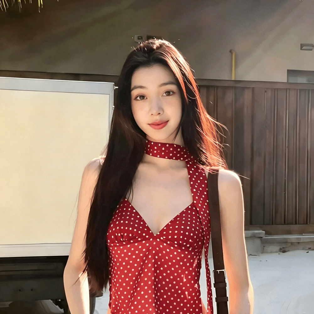 OLANE Chic Polka Dot Backless Cami Top RedXSWomen’s Tops