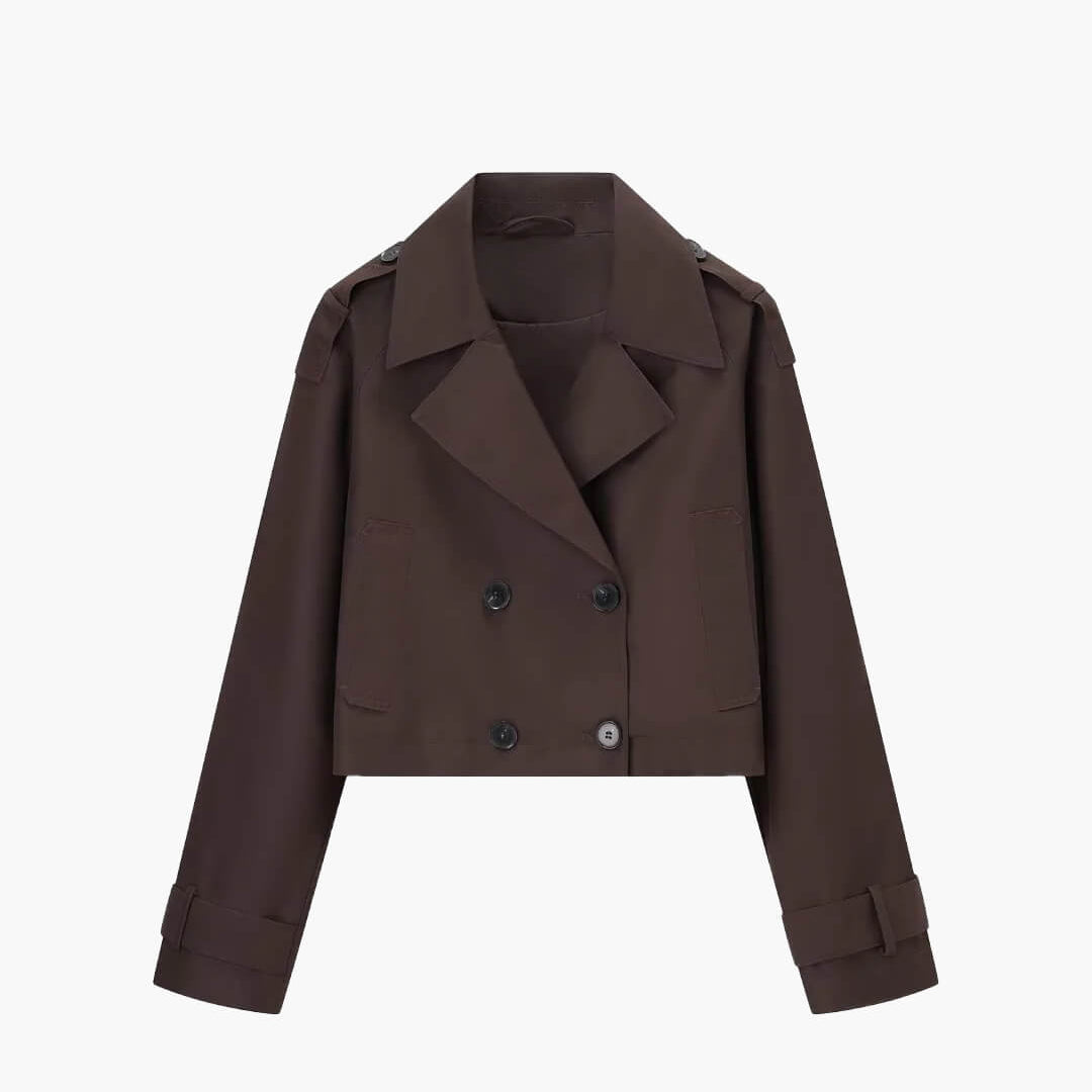 OLANE Classic Cropped Trench Coat BrownXSWomen’s Jackets & Coats