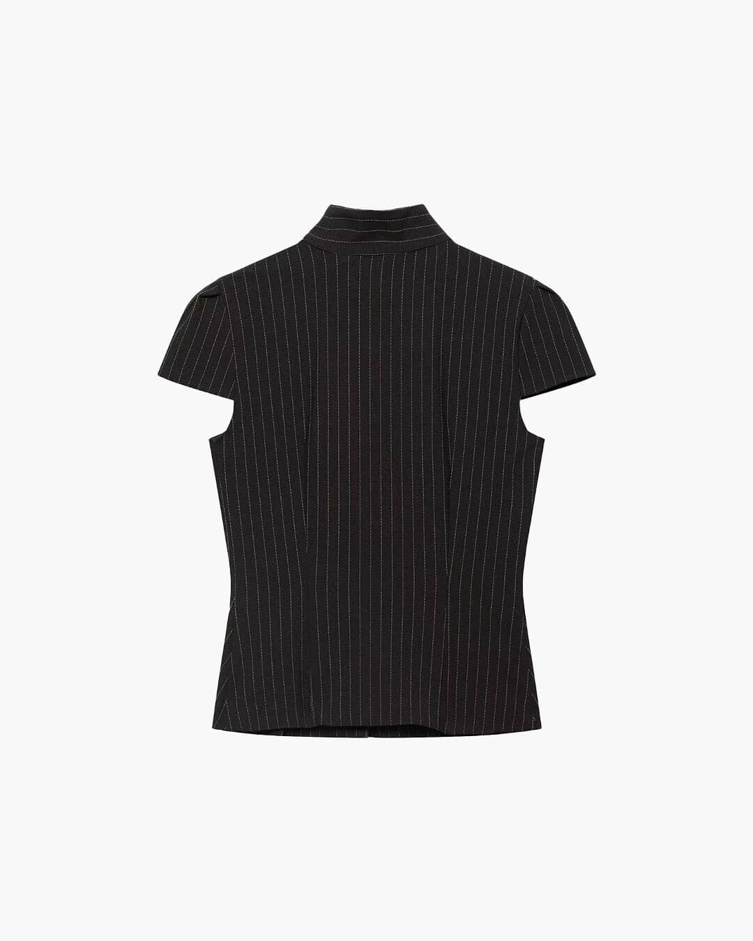 OLANE Classic Double-Breasted Plaid Blouse BlackSBlouse