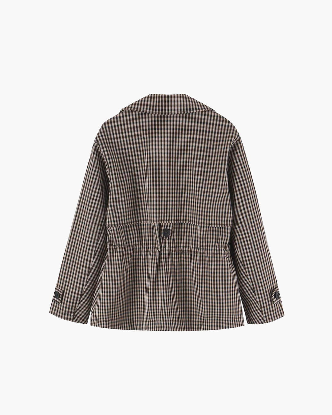 OLANE Classic Drawstring Gingham Short Trench BeigeSCoat