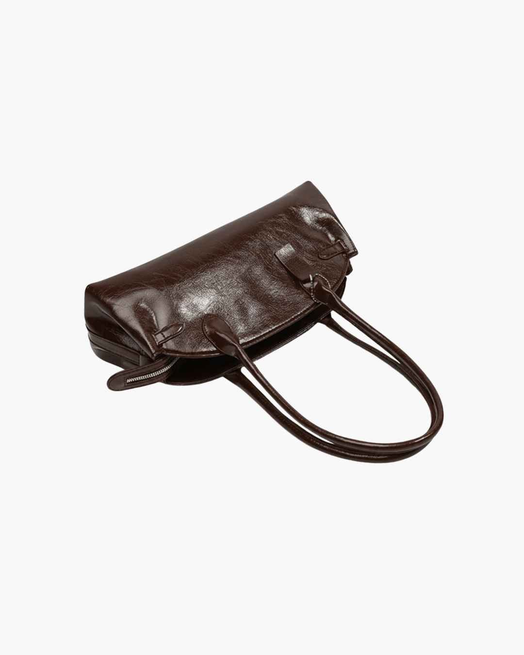 OLANE Classic Elongated Dual Handle Shoulder Bag BrownWomen's Handbags
