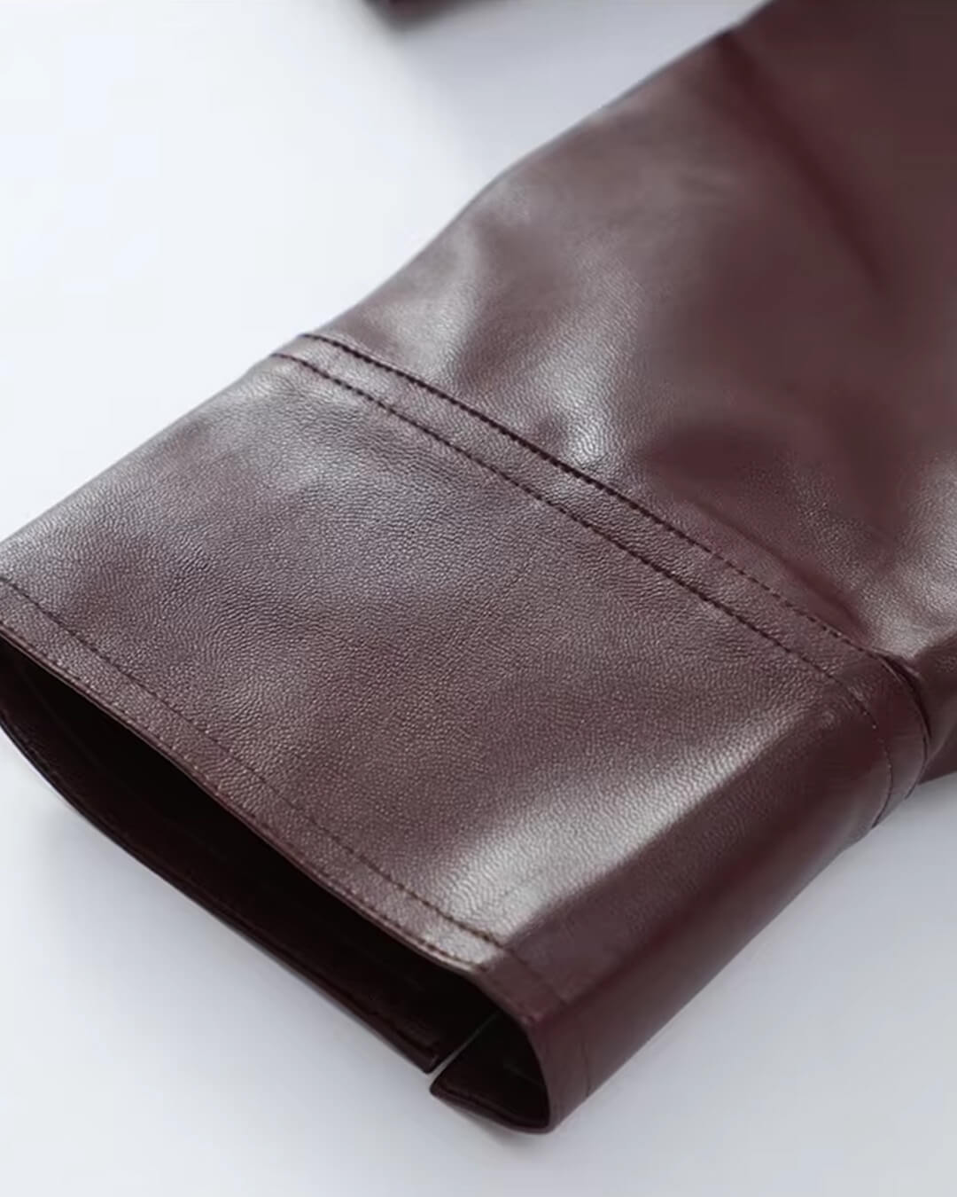 OLANE Classic Faux Leather Lapel Jacket WineSJacket