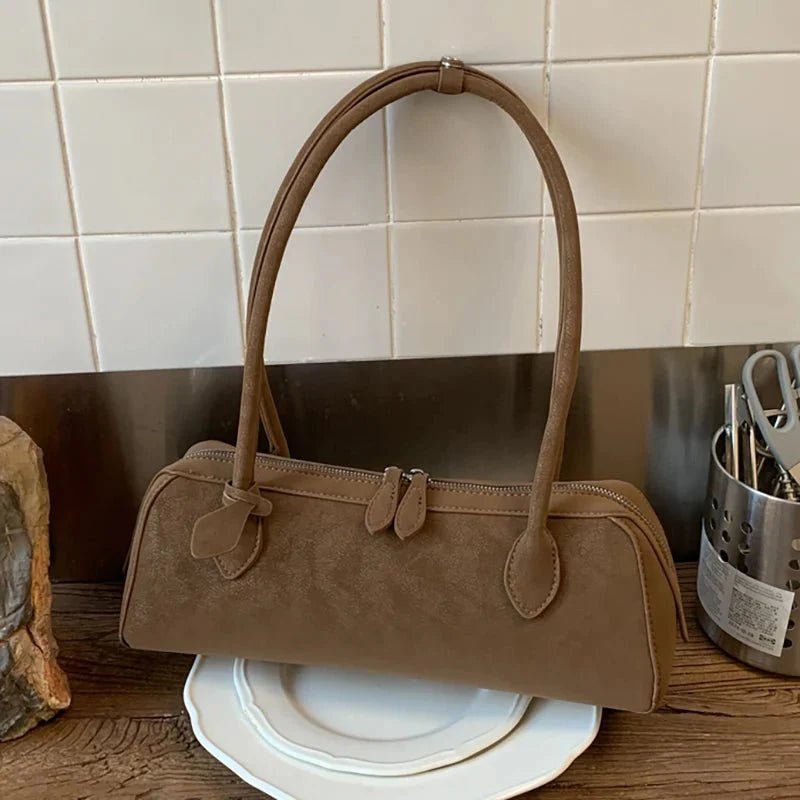 OLANE Classic Faux Suede Baguette Bag WhiteBag