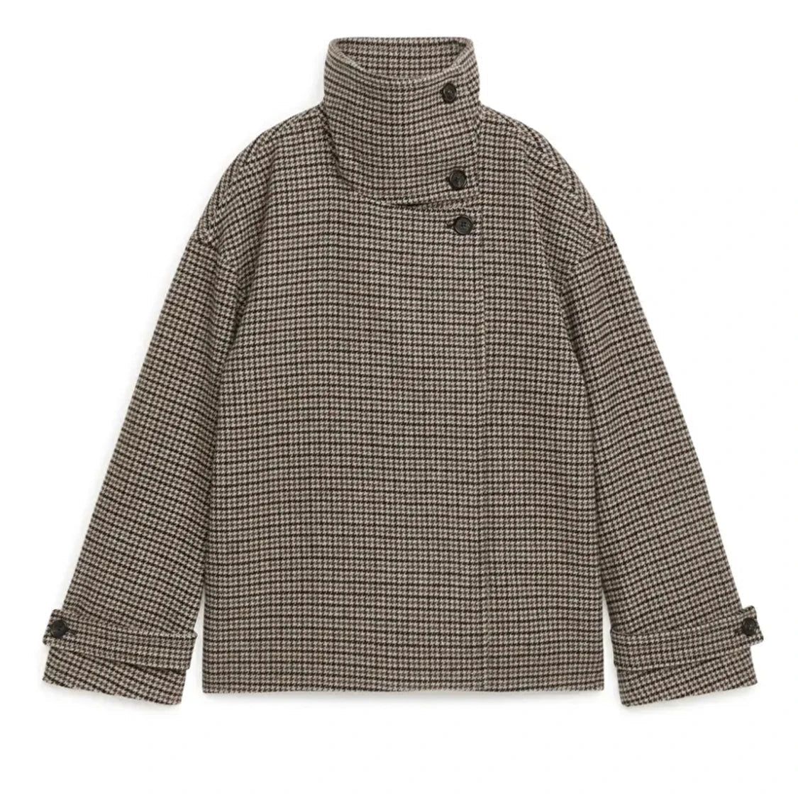 OLANE Classic Houndstooth Buttoned Collar Jacket SWomen's Coats & Jackets