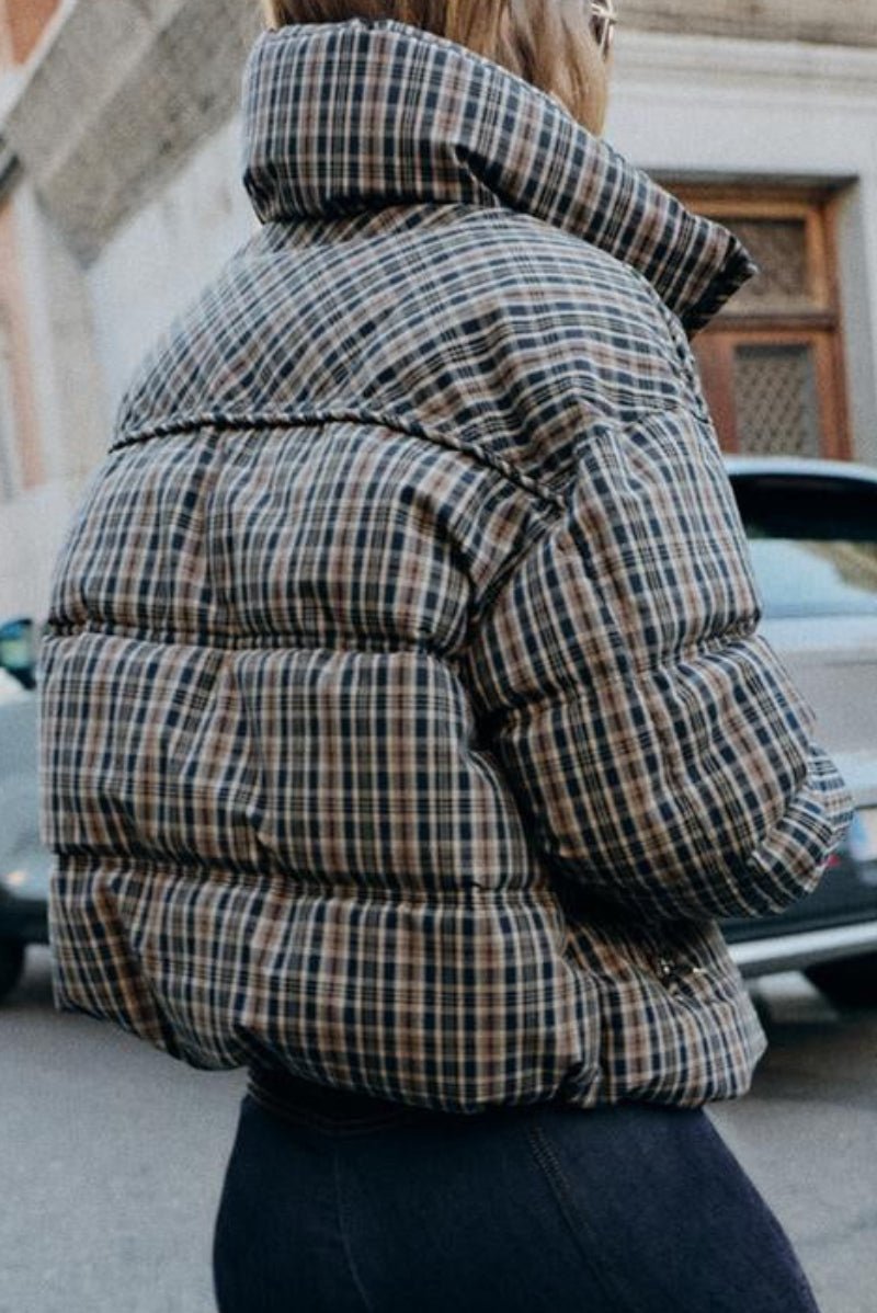 OLANE Classic Plaid High Neck Puffer Jacket XSJacket