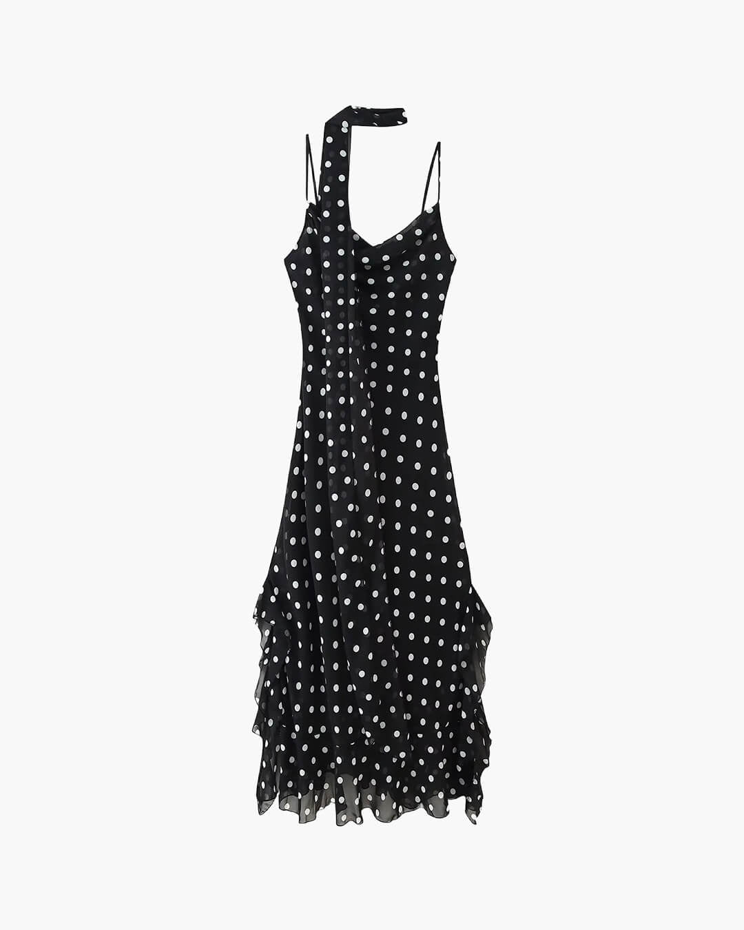 OLANE Classic Polka Dot Maxi Dress LWomen's Dresses