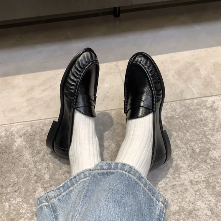 OLANE Classic Vegan Leather Slip-On Loafers Black38Shoes
