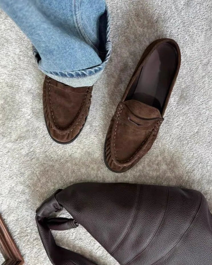 OLANE Classic Vegan Leather Slip-On Loafers Brown38Shoes