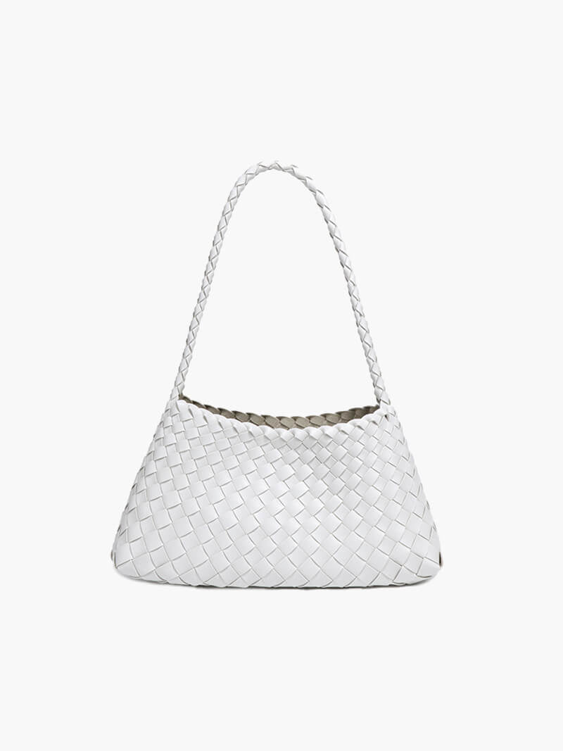OLANE Classic Vegan Leather Woven Bag Small WhiteSmallBag