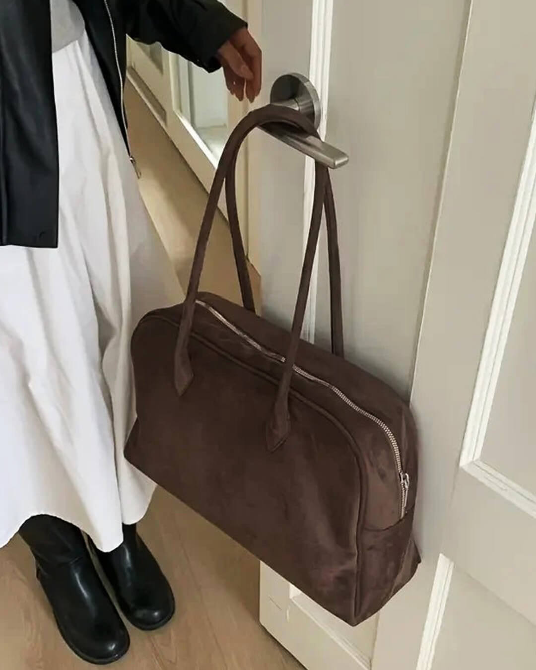 OLANE Classic Vintage Vegan Leather Laptop Tote Dark BrownBag