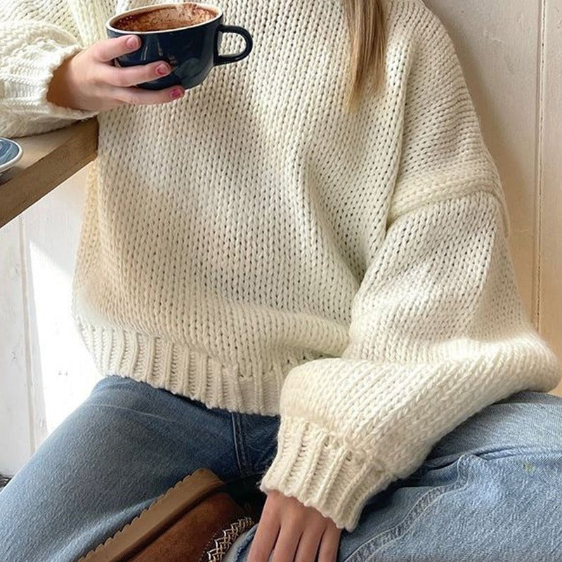 OLANE Crew Neck Layering Sweater WhiteOne SizeWomen's Sweaters & Cardigans