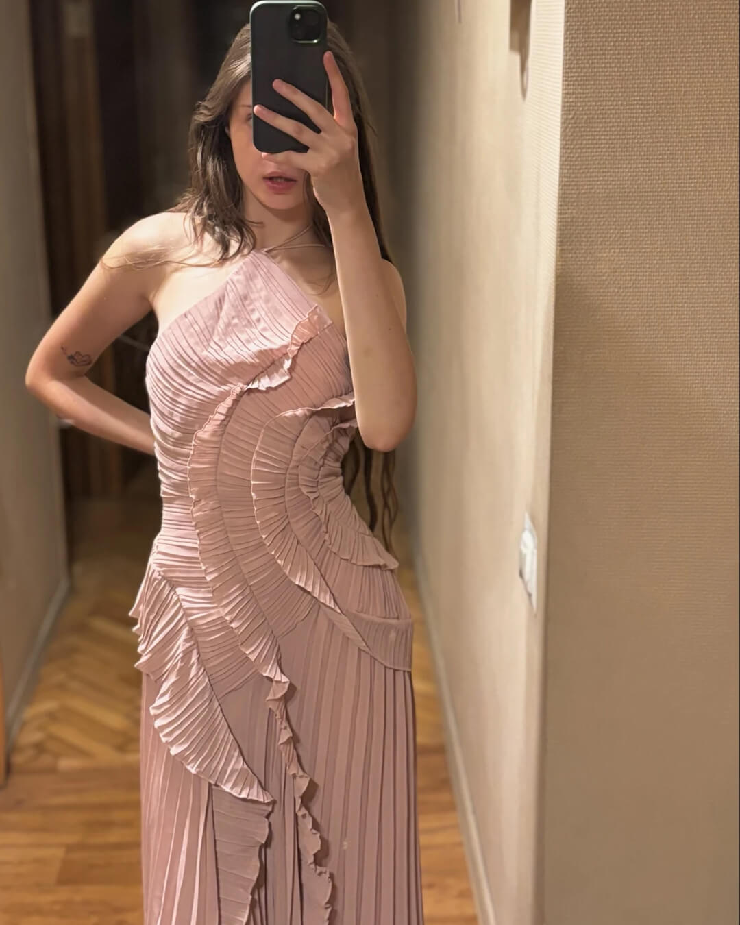 OLANE Crissa Halter Strap Ruffled Tule Dress PinkXSWomen’s Dresses