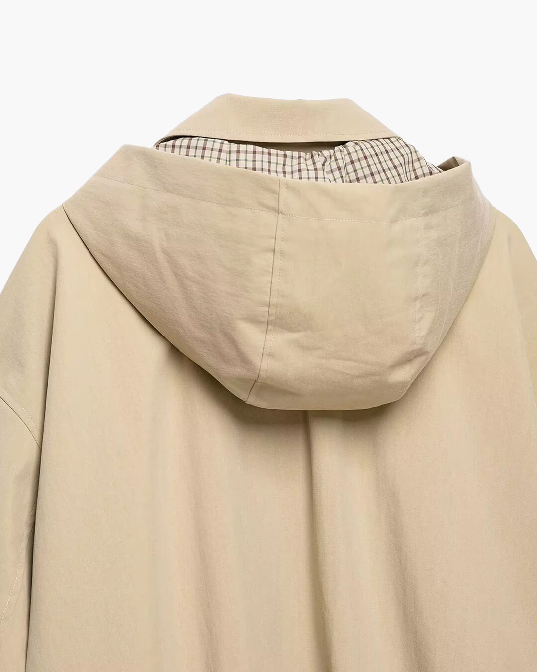 OLANE Drawstring Hooded Zip Jacket BeigeSJacket