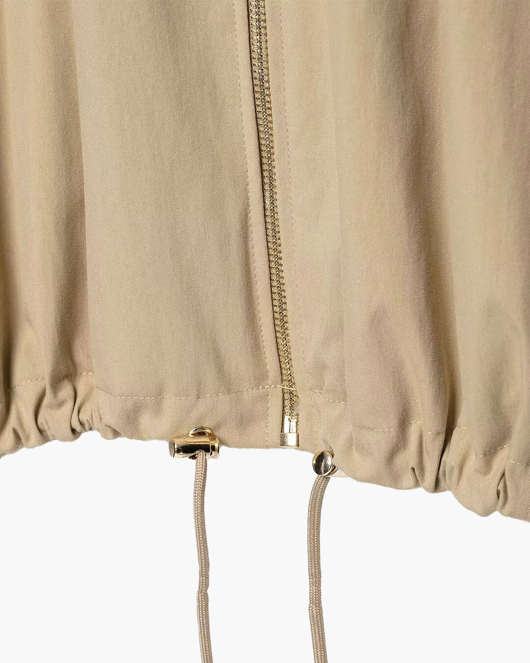 OLANE Drawstring Hooded Zip Jacket BeigeSJacket