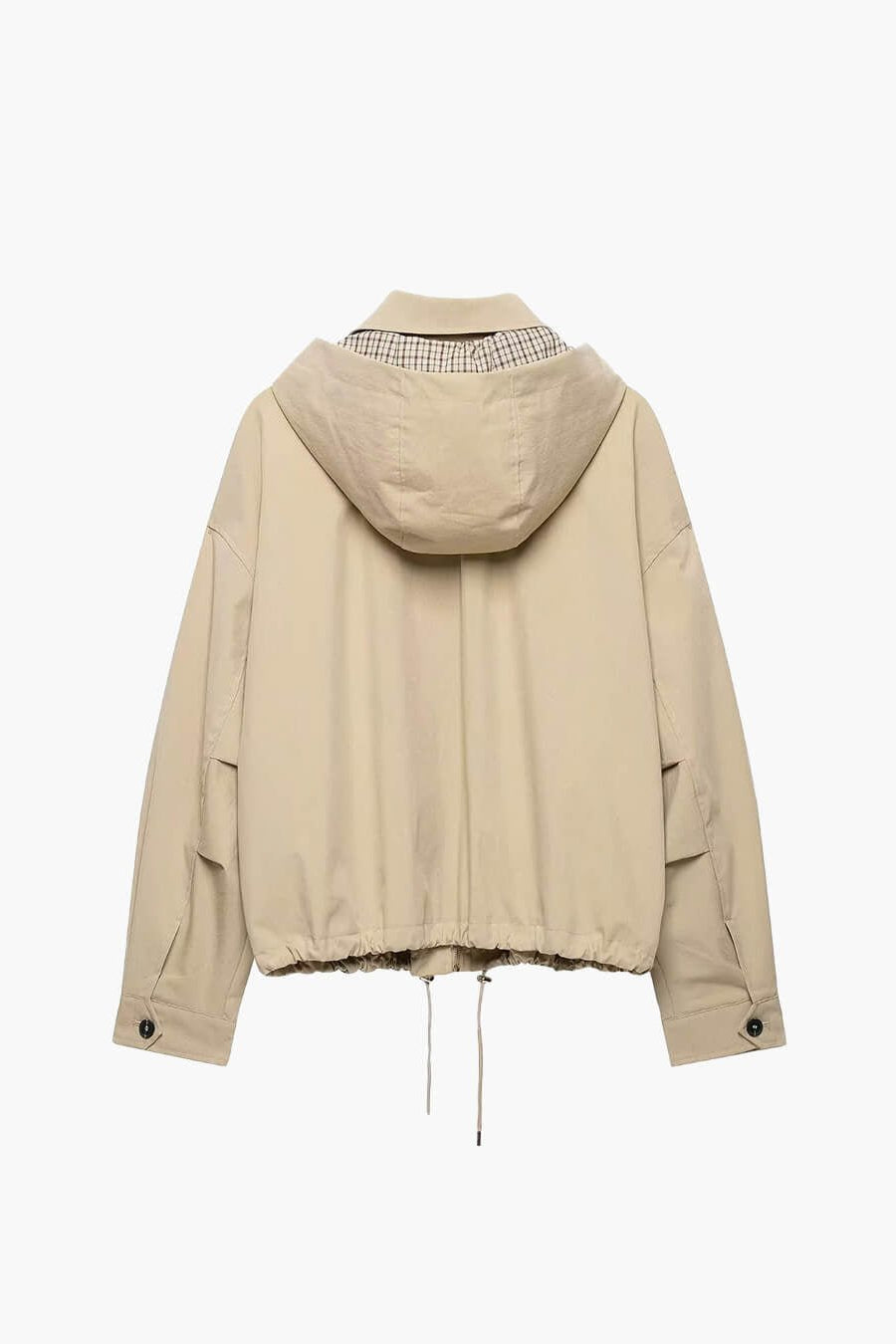 OLANE Drawstring Hooded Zip Jacket BeigeXSJacket