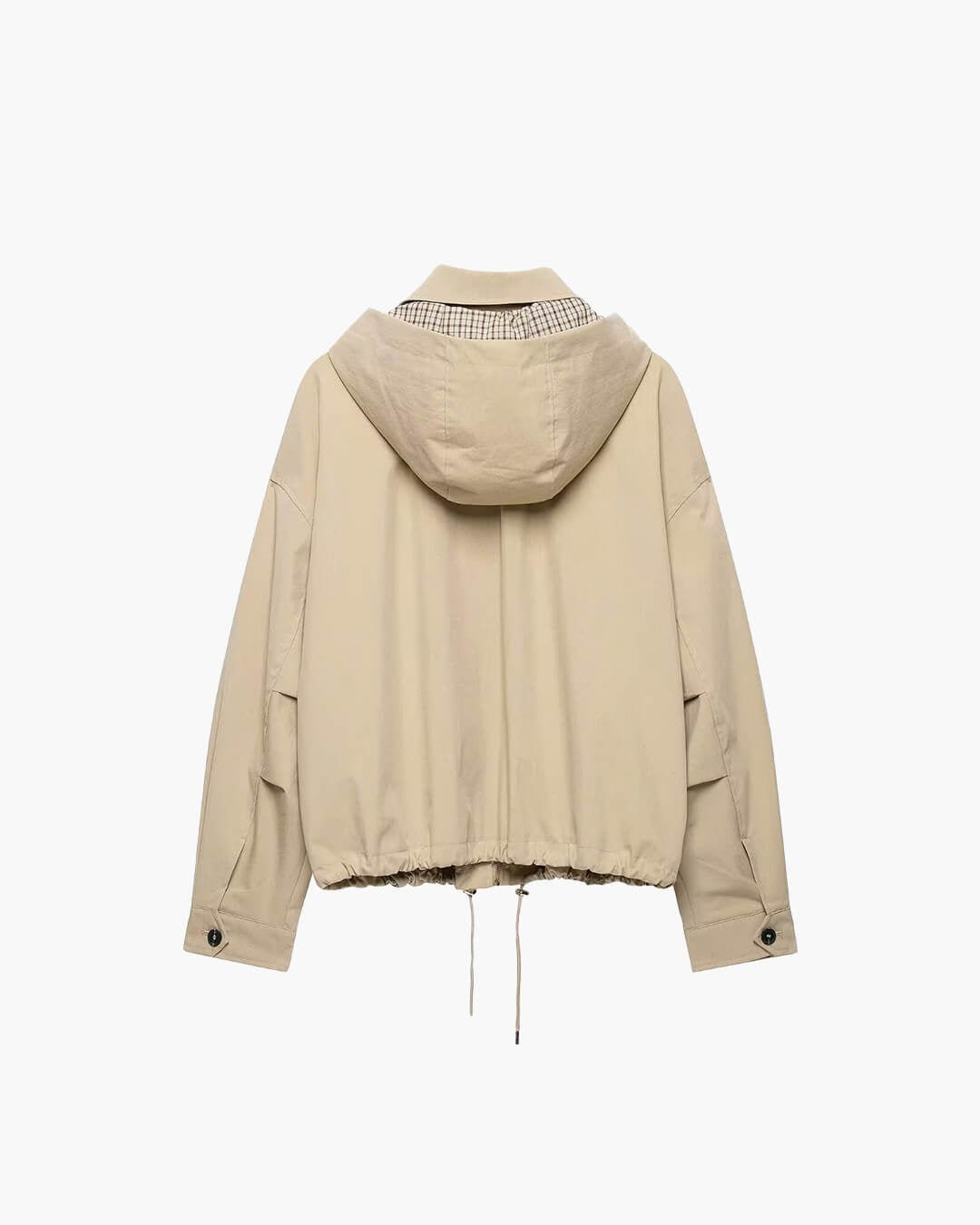 OLANE Drawstring Hooded Zip Jacket BeigeXSJacket