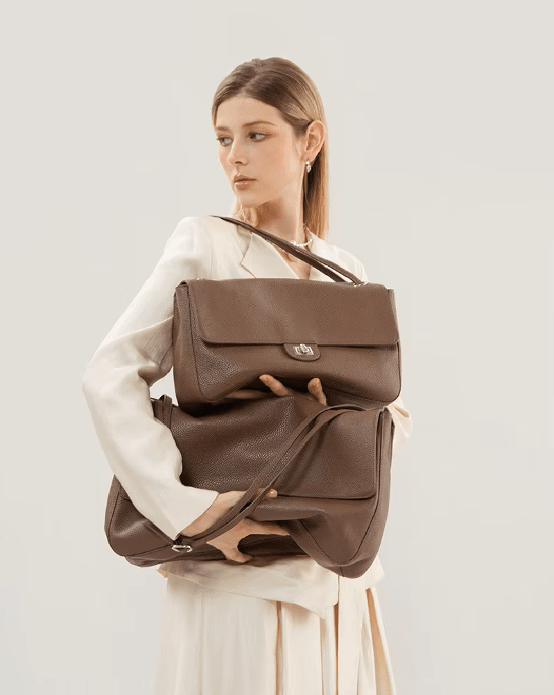 OLANE Elegant Crossbody Shopper Bag Small: 32x9x22cmBurgundyBag