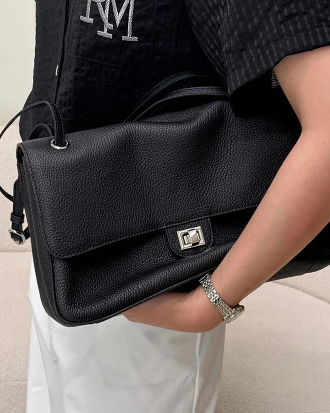 OLANE Elegant Crossbody Shopper Bag SmallBlackBag
