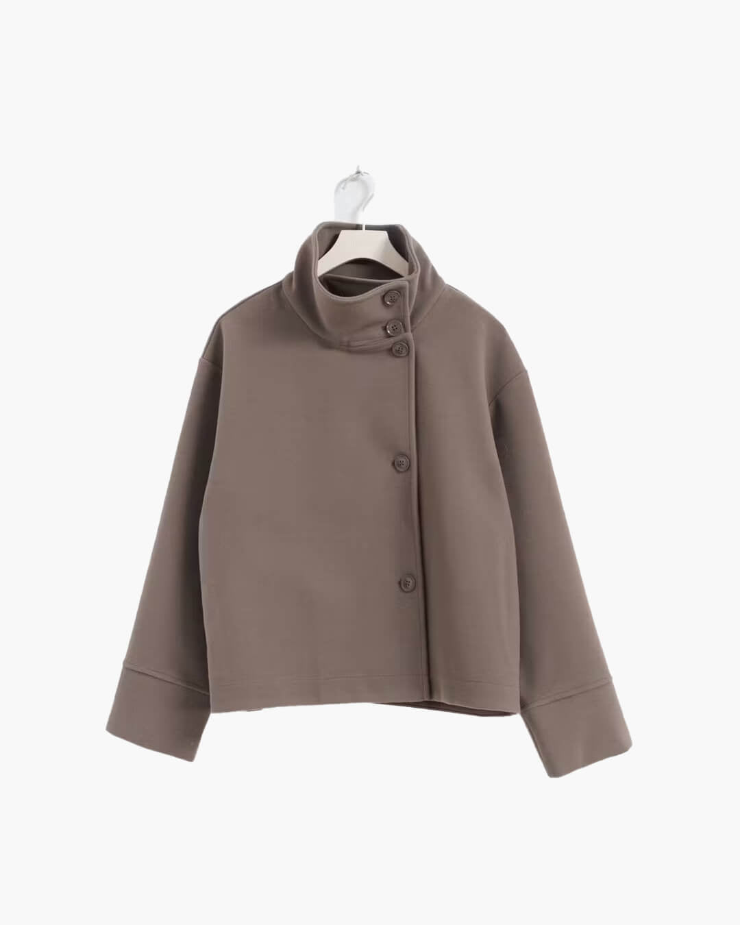 OLANE Elegant Jacket with Stand Collar TaupeSWomen's Coats & Jackets