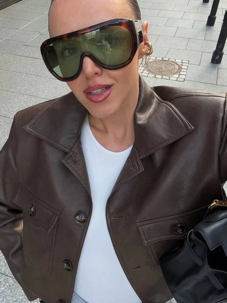 OLANE Ella Cropped Faux Leather Jacket SWomen's Coats & Jackets