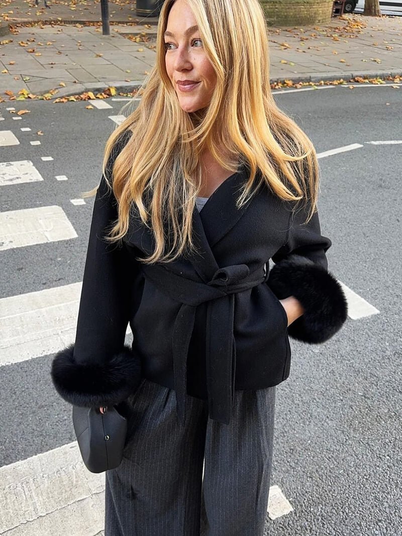OLANE Esther Faux Fur Coat BlackSWomen's Coats & Jackets