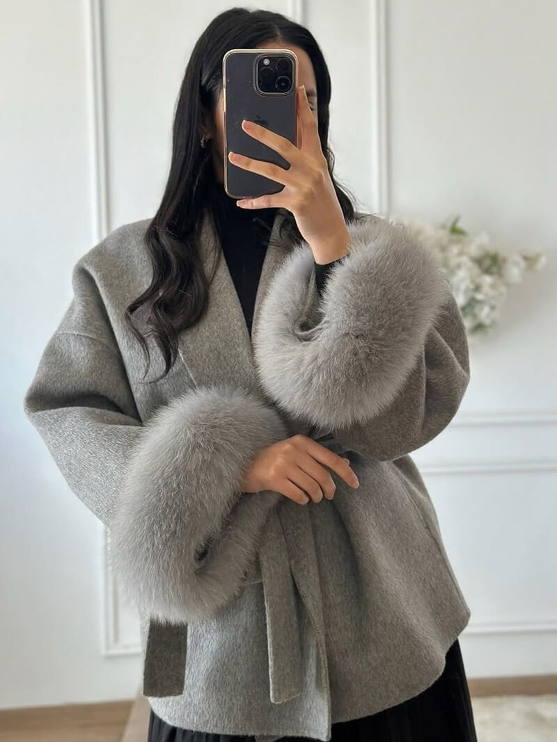 OLANE Esther Faux Fur Coat GraySWomen's Coats & Jackets