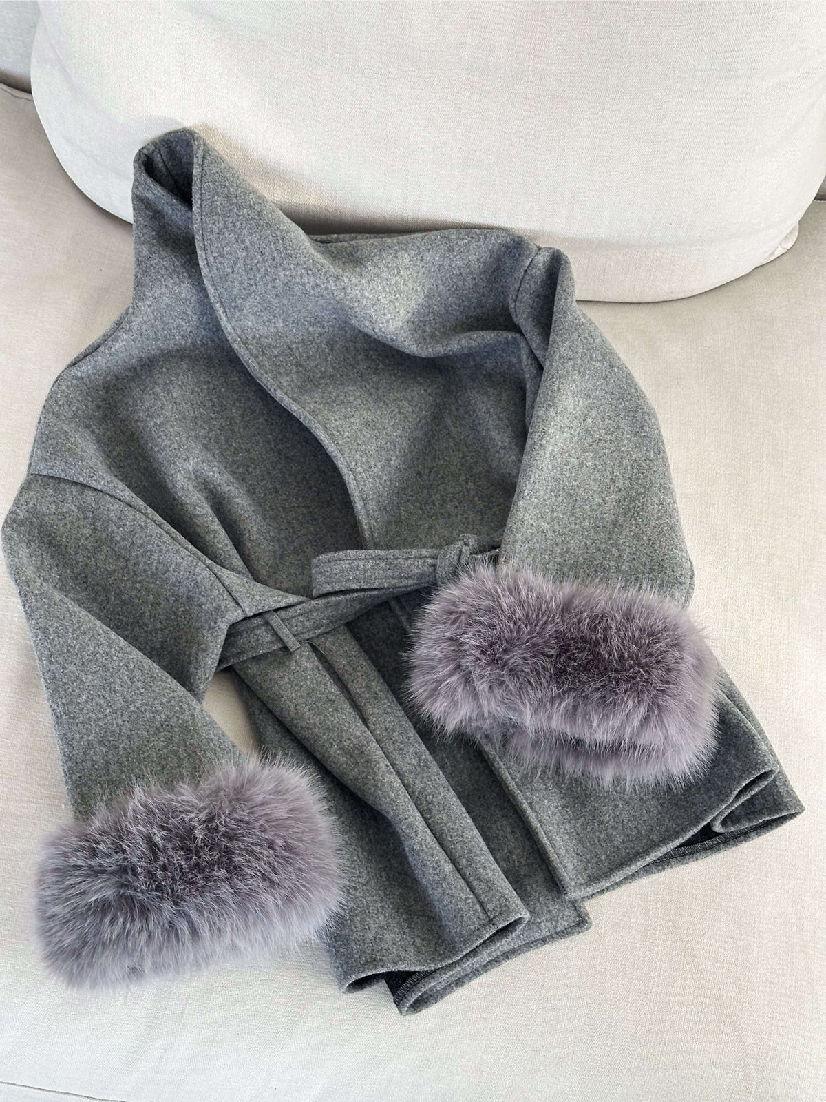 OLANE Esther Faux Fur Coat GraySWomen's Coats & Jackets
