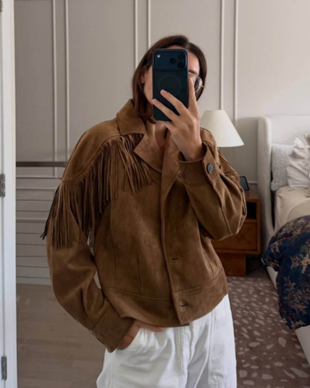 OLANE Faux Suede Fringe Western Jacket BrownXSWomen's Coats & Jackets