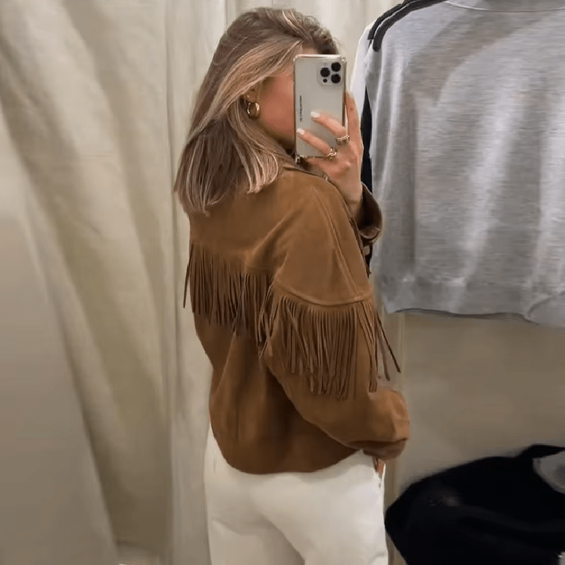 OLANE Faux Suede Lapel Cropped Jacket XSWomen's Coats & Jackets