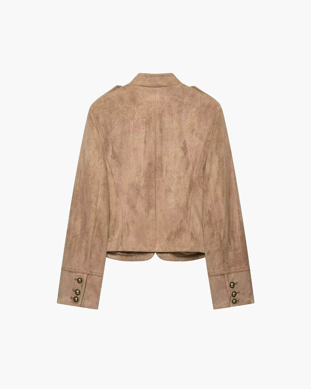 OLANE Faux Suede Napoleon Slim Jacket BrownSWomen's Coats & Jackets