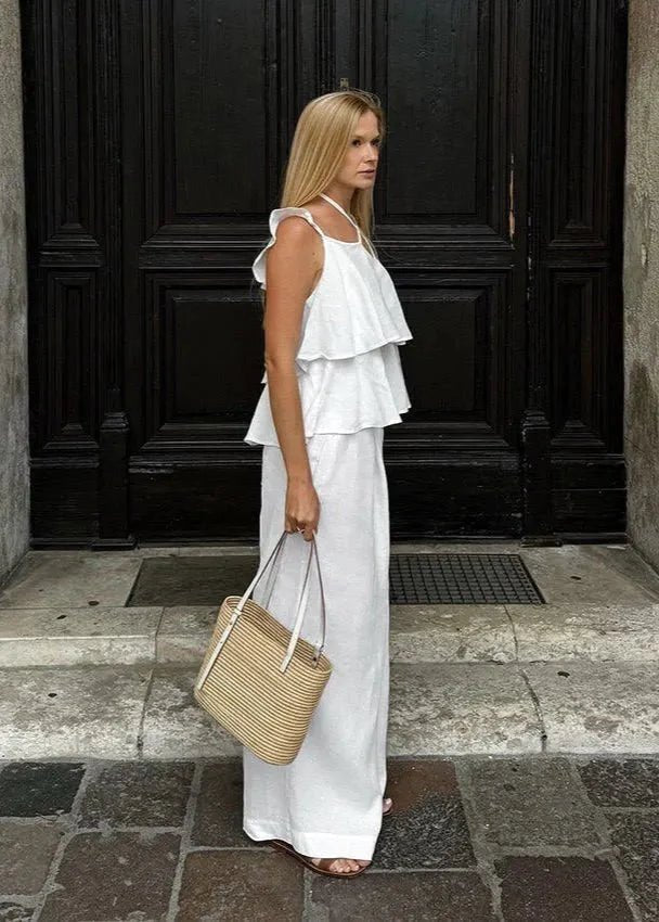 OLANE Flowy Ruffle Top & Wide-Leg Set SWomen's Sets