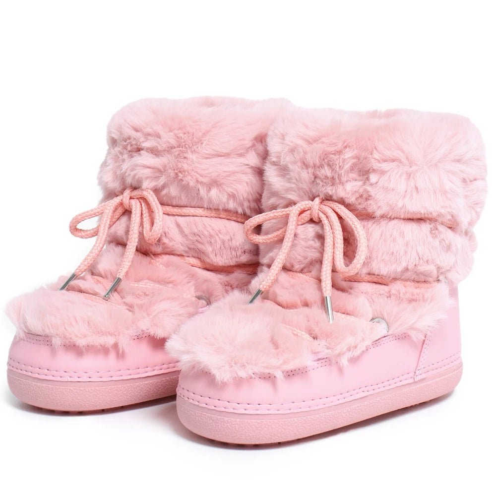 OLANE Fluffy Fur Winter Snow Boots Black Low36-37Women's Shoes